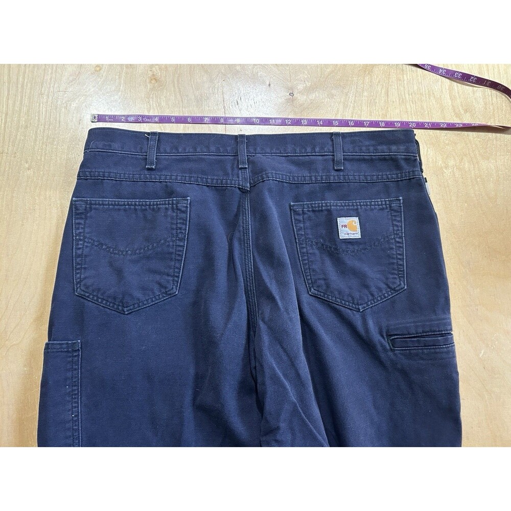 Carhartt FR Flame Resistant Pants Mens 40 X30 Blue Canvas Cat 2 Carpenter Pants - Picture 4 of 9